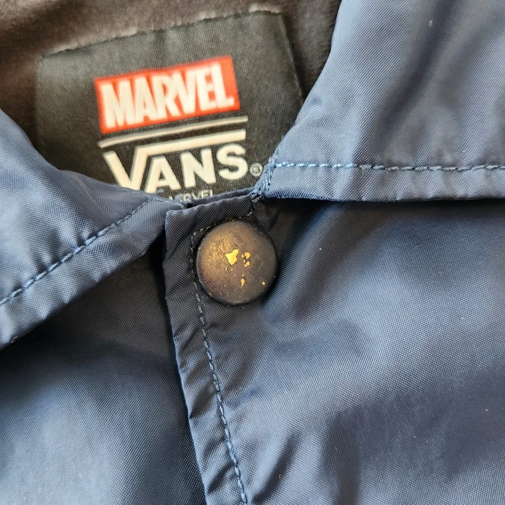 Vans x Marvel Black Panther nylon Jacket Windbreaker Navy Blue Mens Medium